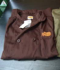 New w tag Cracker Barrel X-Small Brown Chef Coat Employee Cook Uniform Shirt