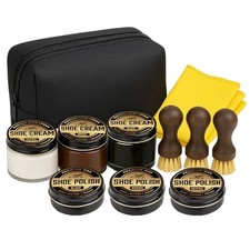 13-Piece Shoe Polish Kit Black, Brown Neutral Shoe Wax Boot Cream with