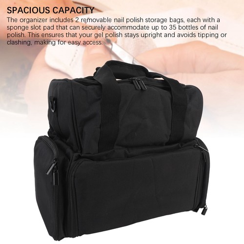 Nail Polish Organizer Bag Large Capacity Holds 70 Bottles Double Layer Nail HR6