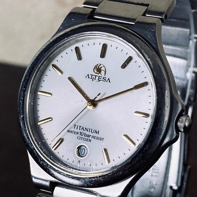 CITIZEN ATTESA Titanium Men's Watch White Dial Junk Parts Repair