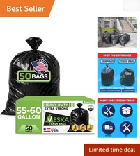 55 Gallon Heavy Duty Trash Bags (50 Count) - Perfect for Lawn and Commercial Use