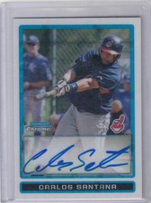 2009 Carlos Santana Bowman Chrome ROOKIE AUTO XFRACTOR /250 - #108 Indians