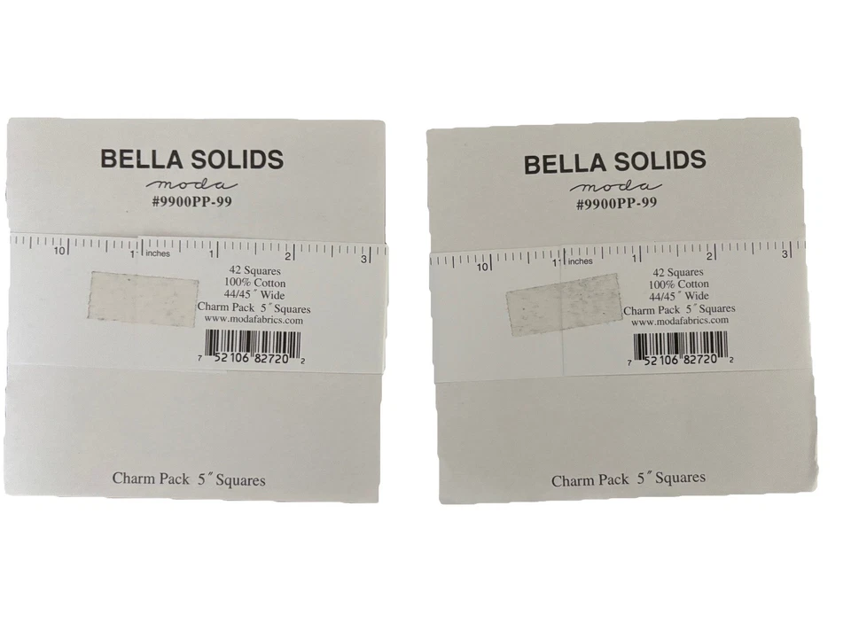 Black Moda Bella Solids Charm Pack 42 5" Precut Cotton Quilt Squares 2 Packs - Image 2 of 2