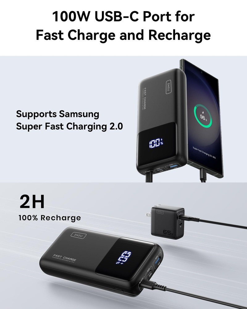 25000mAh 100W USB C PD QC Fast Charging Laptop Power Bank Portable Charger