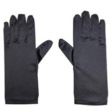 Black Gloves Wrist Length Short Stretch Spandex Costume Dress Up Party 8812