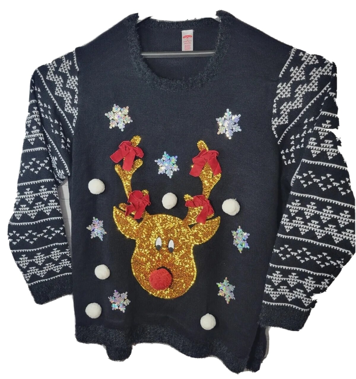 Ugly Christmas Sweater 3X 24W 26W Reindeer Rudolph Tunic Sequins Poms Plus  Size | eBay