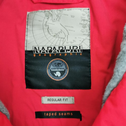 Pullover de invierno Napapijri Anorak Rainforest para hombre M rojo calce regular costuras cónicas - Imagen 5 de 12