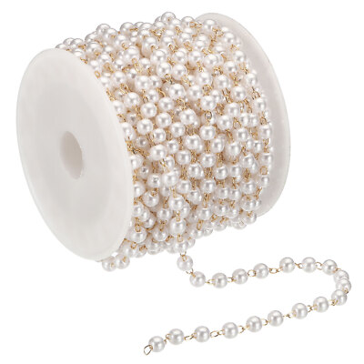 5M /16 Füße Kunstperlen Kette mit Spule, 4mm Messing Kette Goldband