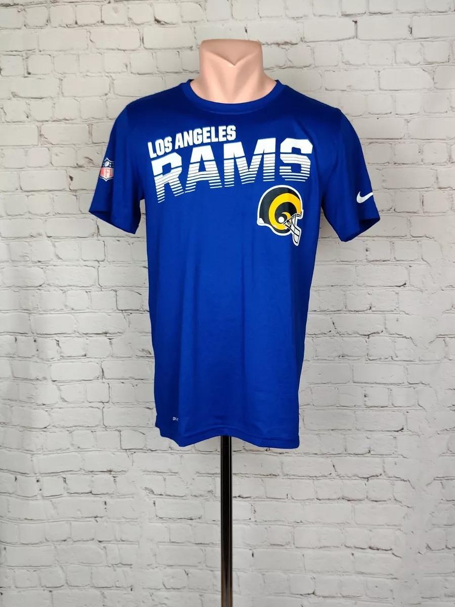 T-Shirt Nike NFL Los Angeles Rams LA Football Big Logo Blue Horns  Men's Jersey S