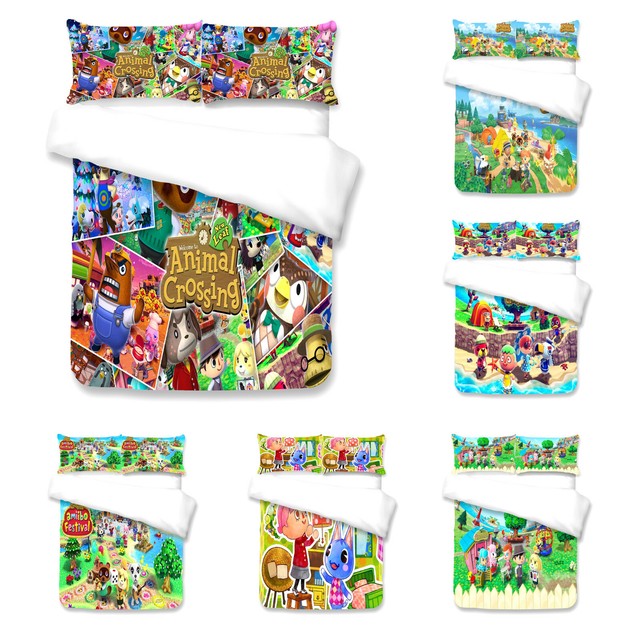 Animal Crossing 3PCS Bedding Set Quilt Duvet Cover Pillowcase Comforter