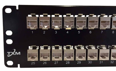 TXM CAT5e 48-Port Patch / Feed Thru Panel Shielded / 2RU / 19'' - MFG Warranty