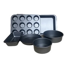 Set da Forno Antiaderente 6 Pezzi - Vassoi e Lattine per Arrosti, Muffin, Pane, Pizza, Crostata