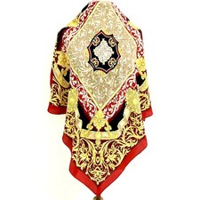 UNBRANDED PAISLEY BOHEMIAN RED SQUARE silk scarf34/32 in A47