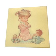 Vintage 1962 Pete Hawley Wall Art Plaque Old Plastic Made in USA Girl Praying