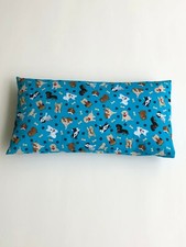 Handmade Toddler Travel Size Pillow Blue w/ Dogs Pillowcase Daycare Kids Pillow