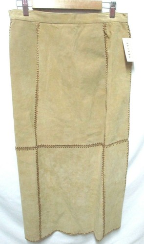 Selene Suede w/ Lace long midi skirt taupe lined NEW NWT Size Sz Medium Md M