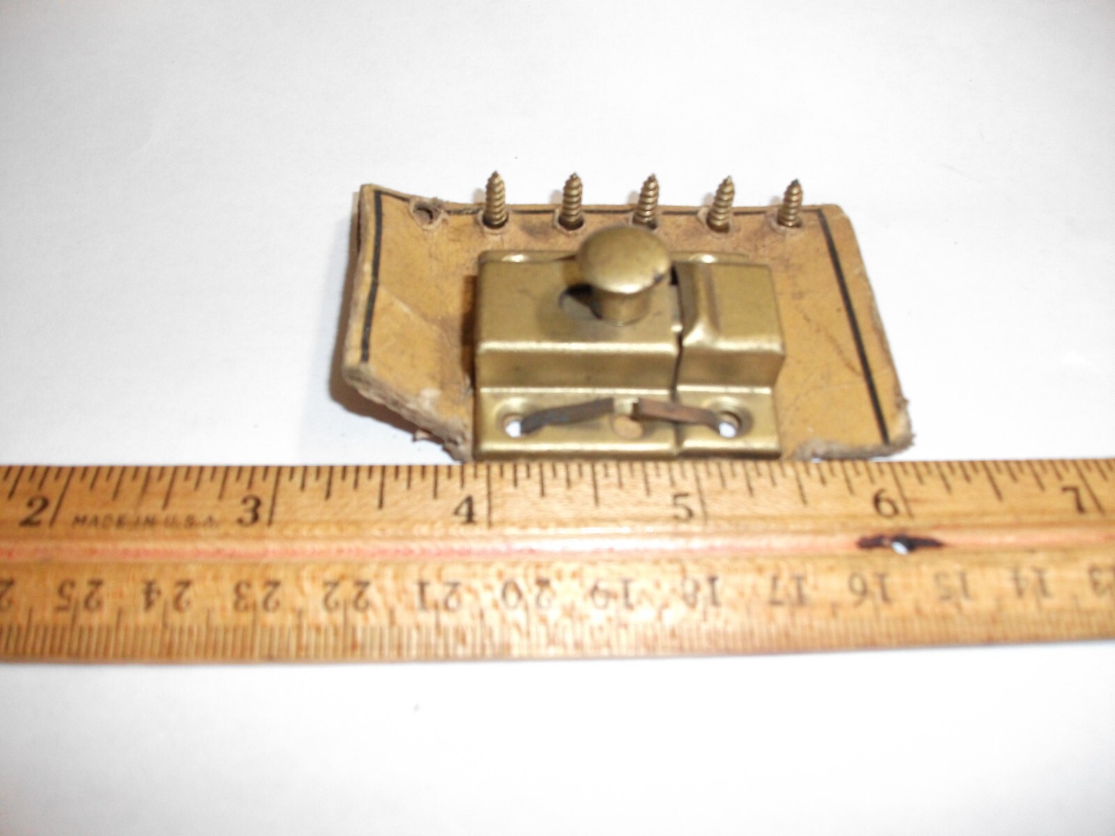 Vintage CUPBOARD DOOR TURN LATCH CATCH w/keeper Stamped Steel