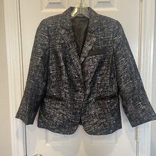 Allen B Schwartz Black Metallic Silver Blazer Sz Small