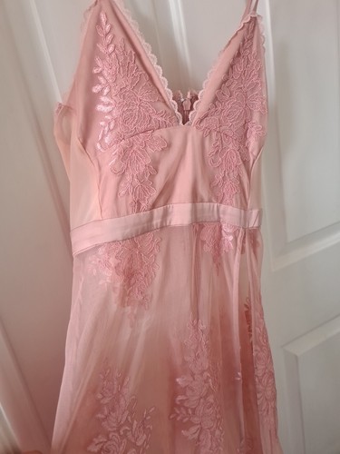 House of CB Lucia Dress Sheer Lace And Bandage Maxi Two-Piece Set in Rose Pink - Picture 13 of 18