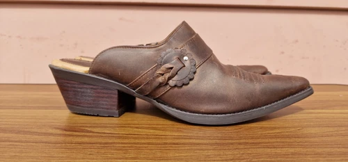 RARE Ariat Women's Mule Clog Brown Leather Slide Pointed Toe Heel US 9B E95F