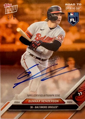 2024 Topps Now #GH-A Gunnar Henderson Opening Day Orange /5 Auto