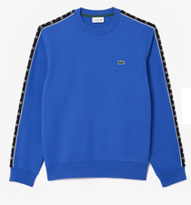 Lacoste Mens Logo Strip Crew Neck Sweatshirt in Saphir Blue. C20