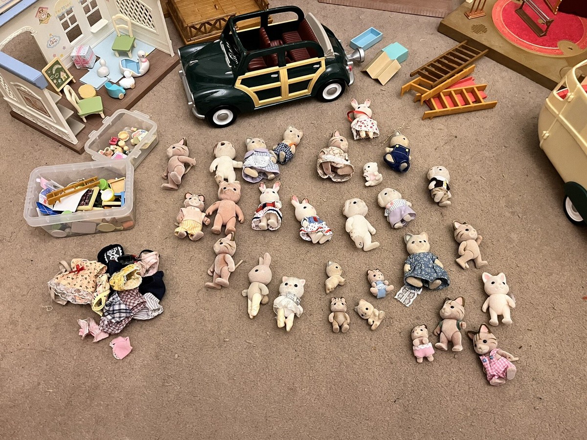 Huge Sylvanian Family Bundle With Characters, Vehicles, Buildings