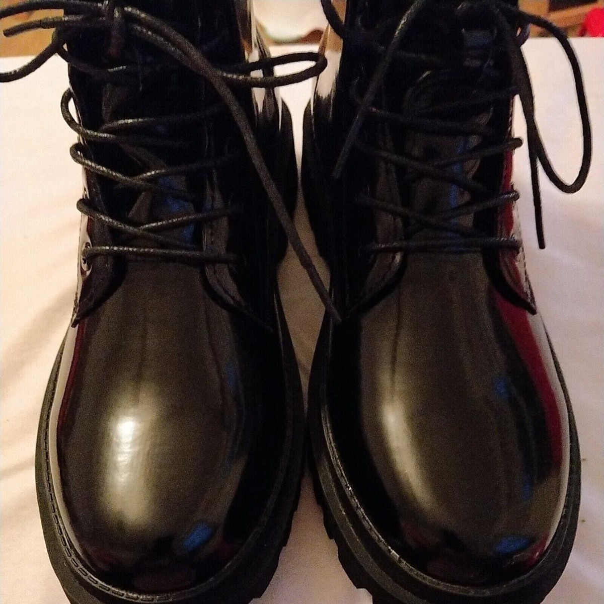 NASTY GAL BLACK CHUNKY BIKER STYLE HITOP FAUX LEATHER LACE UP