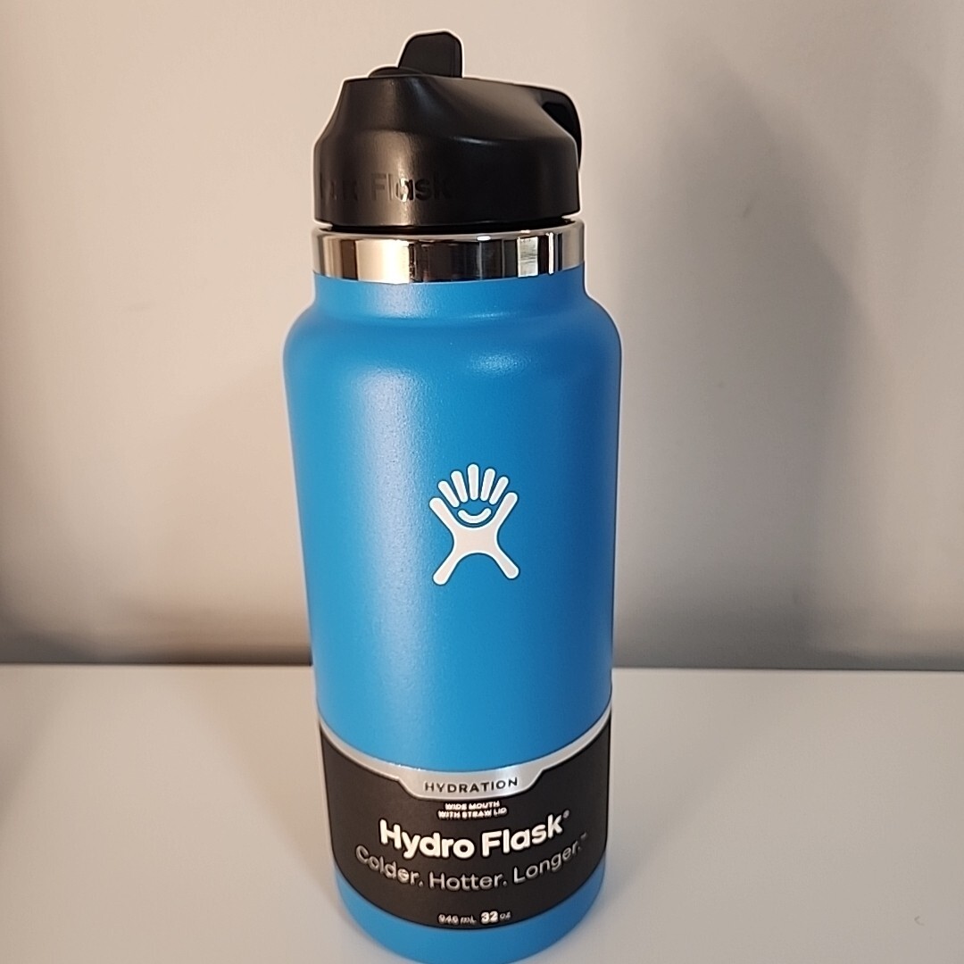 Hydro Flask 32 oz. Water Bottle with Straw Lid - Stainless Steel, Wide  Mouth New | eBay