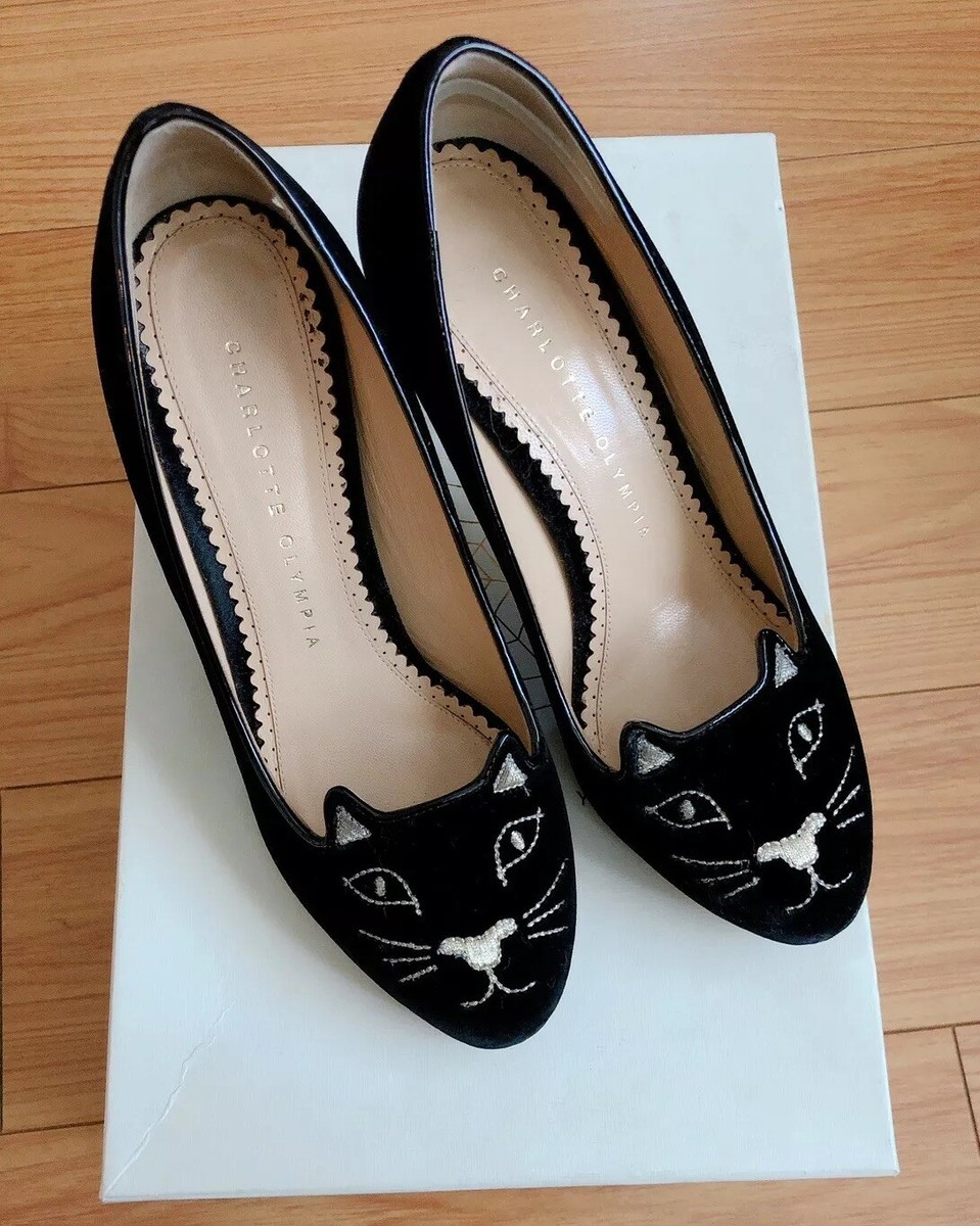 Charlotte Olympia Black and Gold High Heels Woman Size 36