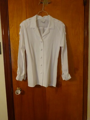 Women Blouse Top White Button Up SZ S