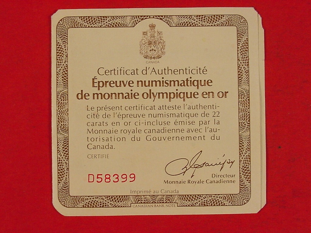 1976 Canadian $100 Dollar Olympic 1/2 oz 22 K Gold Proof 1976 Canadian $100 Dollar Olympic 1/2 oz 22 K Gold Proof