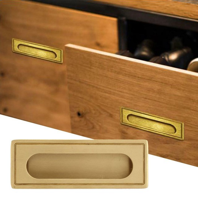 Brass Recessed Furniture Handle Kitchen Cupboard Drawer Pulls