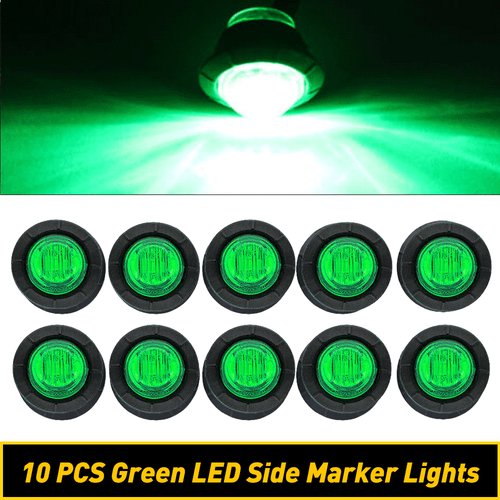 10 Green Round 3/4'' Side Marker LED Lights Truck Trailer Bullet Clearance Light