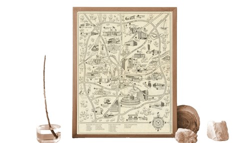 1979 Vintage Framed Map of Medieval England by National Geographic
