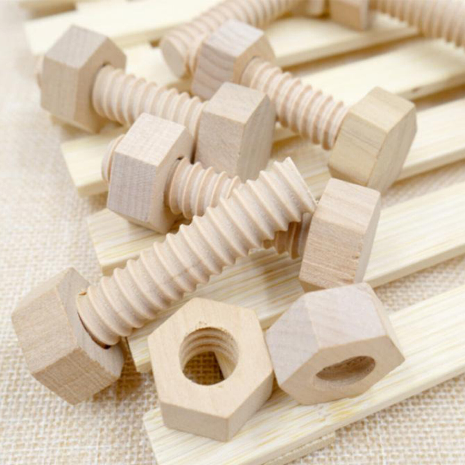 schrauben spielzeug holz 3 Set Schrauben und Muttern Unlackiert Holz Spielzeug Kinder Vorschule