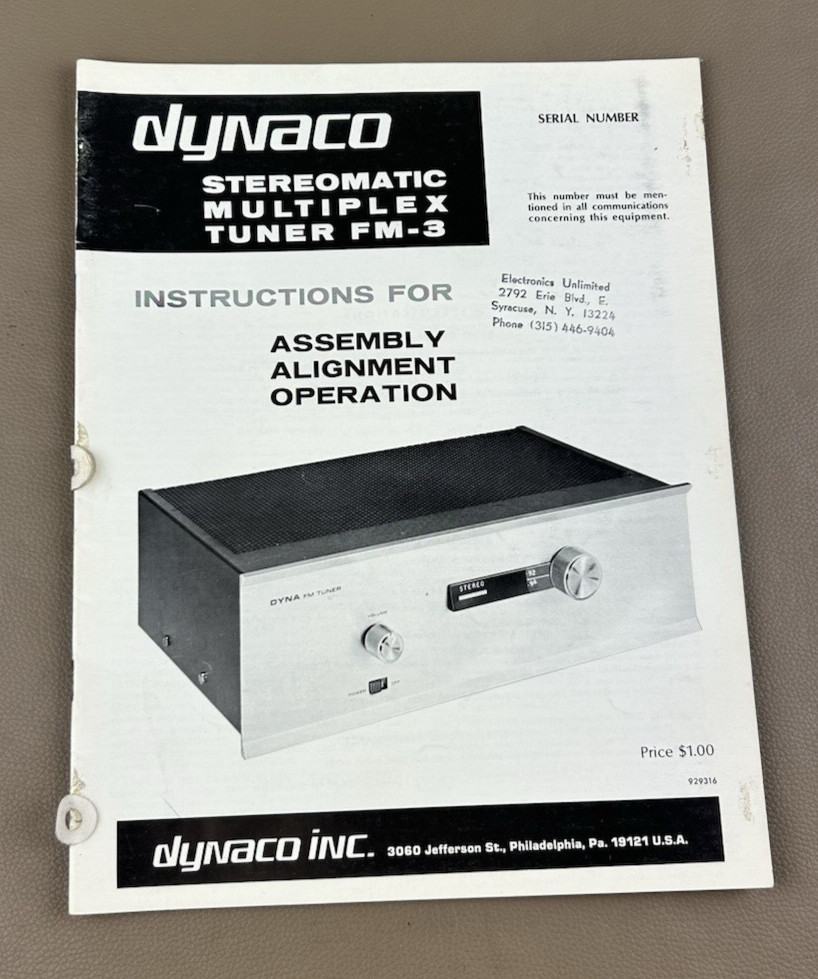 Dynaco FM-3 Tuner Manual D-330