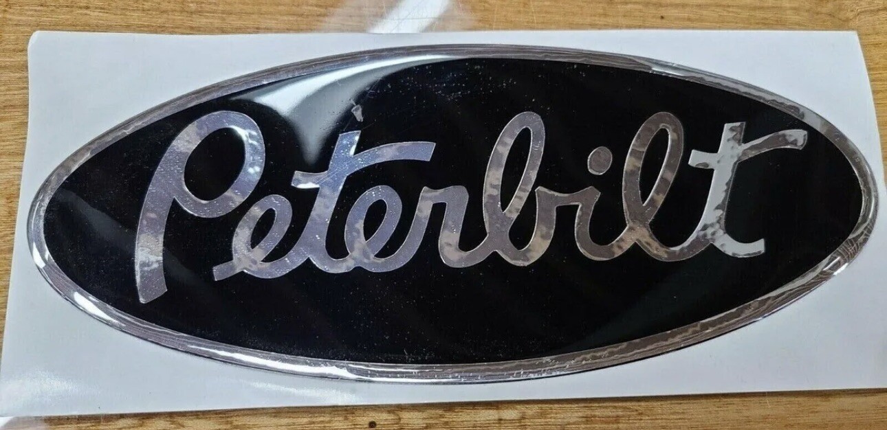 oem black/chrome replacement Peterbilt decal emblem genuine size & fit stick