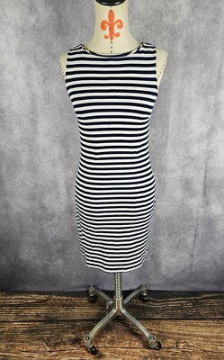 Valerie Bertinelli Womens XS Navy White Striped Cotton Knit Sleeveless Dress  | eBay