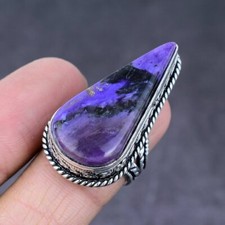 Russian Charoite Gemstone 925 Sterling Silver Gift Jewelry Ring Size 8 L004