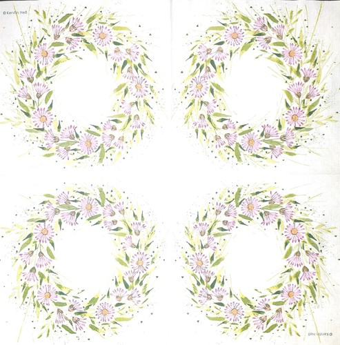 R184# 3 servilletas de papel individuales para decoupage primavera púrpura aster corona de flores - Imagen 2 de 8
