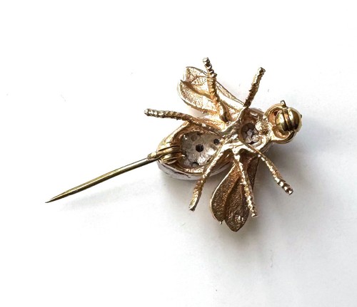 HERBERT ROSENTHAL 14K Yellow Gold & Diamond Ruby Eyes BUMBLE BEE Brooch;X429 - Picture 8 of 14