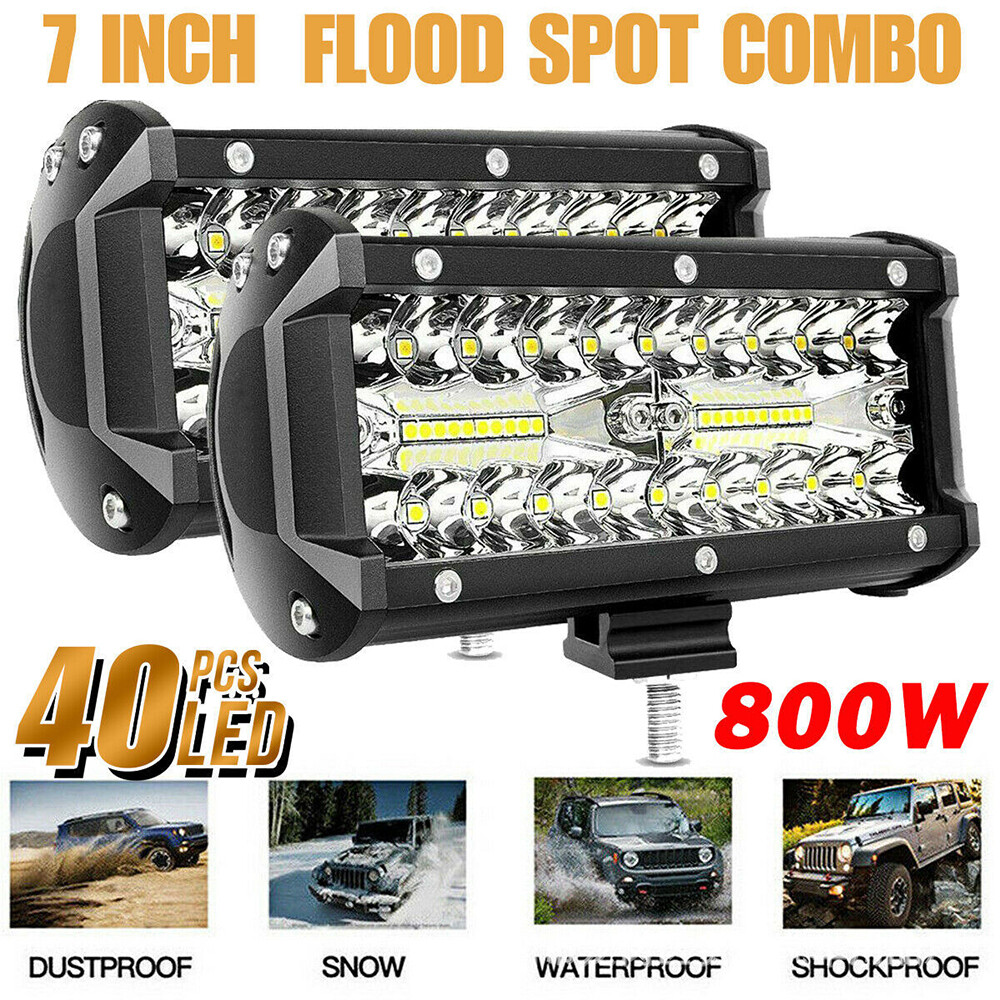 2x 7Inch 30000LM LED Work Light Bar Flood Spot Pod Offroad Fog Driving ATV Truck