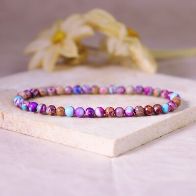 Handmade Grade A++ Gemstone 4mm Round Bead Stretchy Bracelet Reiki Chakra Unisex