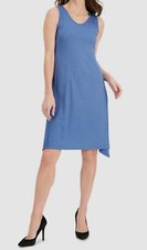  99 Anne Klein Women's Blue Ribbed-Knit A-Line Dress Size M/L