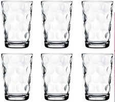 6-Pack 200ml Clear Dimpled Glass Tumblers - Stackable Water Drinking Glasses