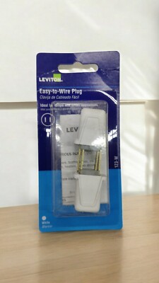 Leviton Easy 2 wire plug.  Package of 2 plugs.  #C22-00123-00W 10 amp. White NEW