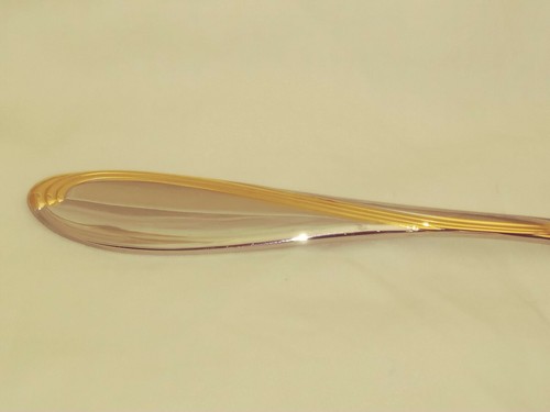 Oneida Golden Camber 1 Oval Soup Spoon Stainless Gold Accent benefits charity - Picture 4 of 12