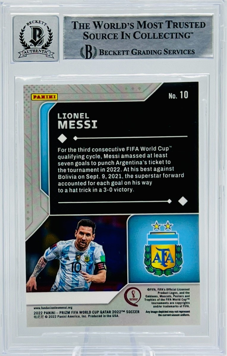 2022 Panini Prizm World Cup Signed Lionel Messi #10 BAS 10 Auto