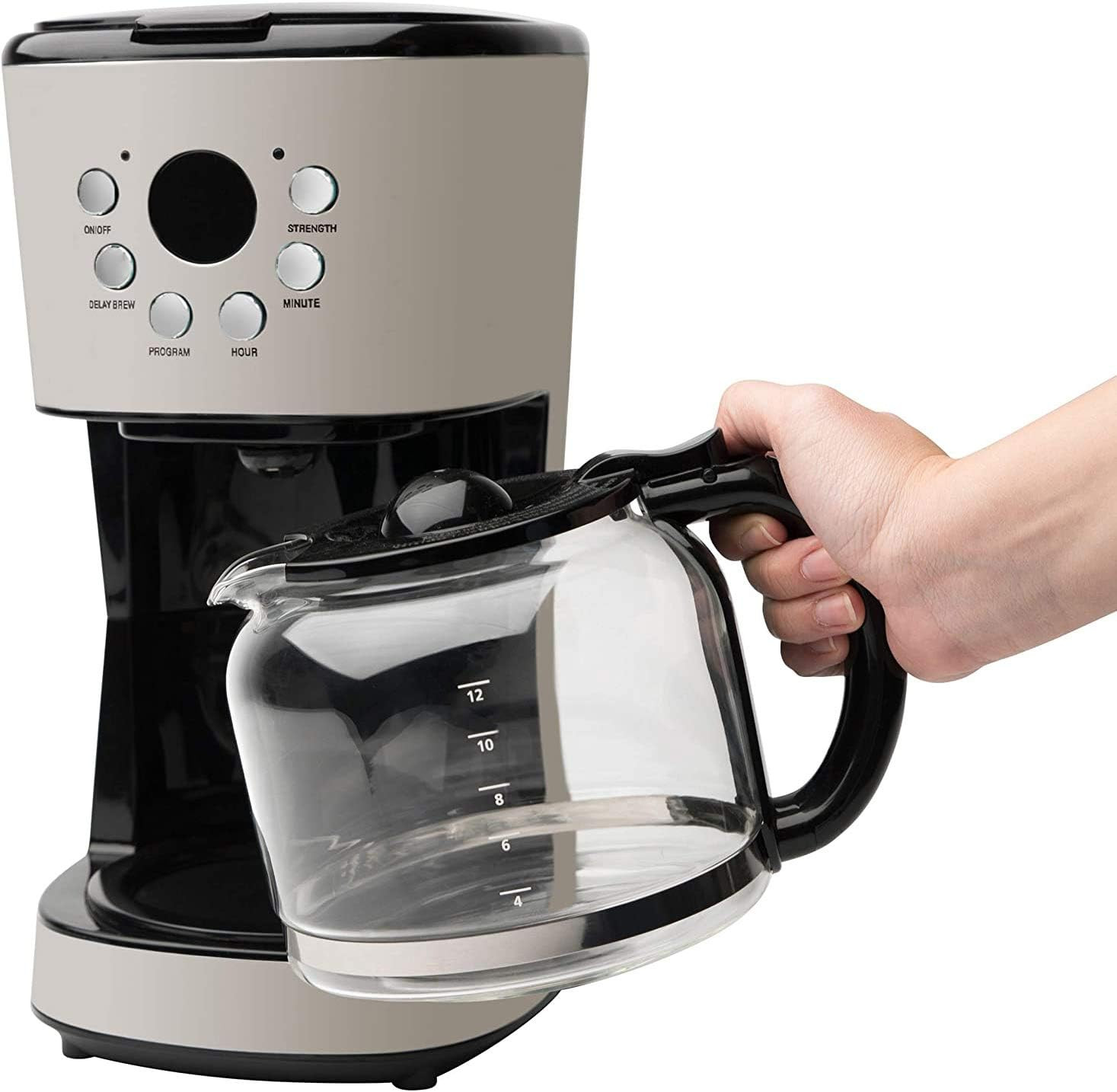Programmable 12-Cup Coffee Maker with Auto Shut-Off & Washable Filter, Putty
